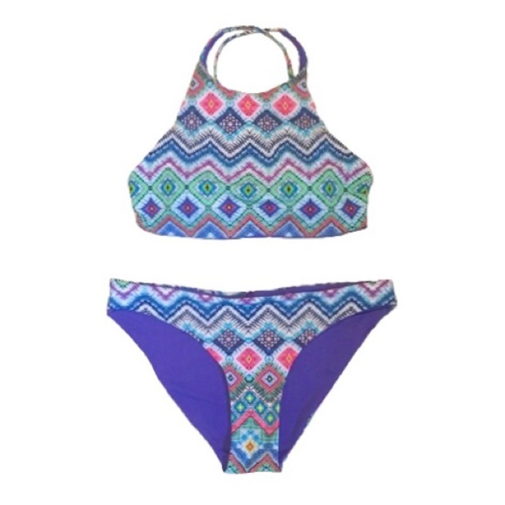 TiniBikini Reversible Blue 2 Piece Halter Bikini